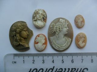 Vintage Antique Loose Carved Shell Lava Cameo For Jewellery Repair Spares