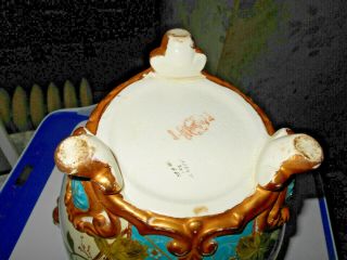 Antique Royal Bonn Germany Rare Victorian Porcelain Bluebird Vase Stunning H.  P 3