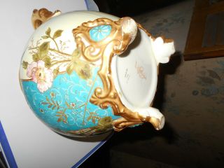 Antique Royal Bonn Germany Rare Victorian Porcelain Bluebird Vase Stunning H.  P 4