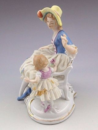 Antique German Porcelain Lace Figurine of Mother & Child Figurine 4