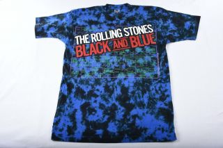 Nwot Vintage Rolling Stones T - Shirt Xl Black & Blue Tour Tie Dye Mens Womens 90s