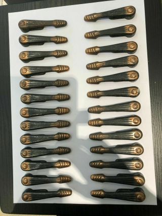 Vintage Stair Carpet Clips.  Complete Set Of 26.  Black Japanned And Copper Plated