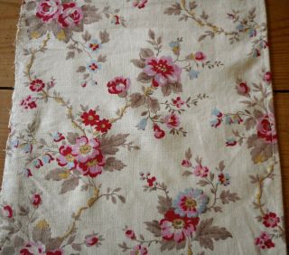 Antique Vintage French Floral Blossom Cotton Fabric Pink Red Taupe Blue Mustard