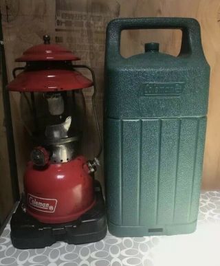Vintage Red Coleman Model Lantern With Cover - Dated 10 / 73