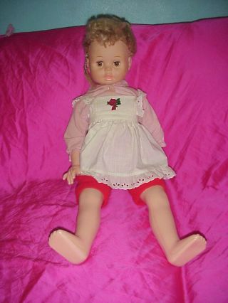 Vintage Doll Hard Plastic Body Vinyl Head 28 " Toddler Little Girl Companion 60 