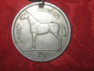 Vintage Antique Silver Irish Horse/harp Coin Charm Pendant Necklace