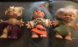 3 - 1960s Vintage 6” Troll Dolls /2 - Wishnik & 1 Thomas Dam All Clothing