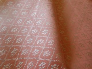 Vintage French Petal Shell Pink Floral Trellis Damask Cotton Ticking Fabric