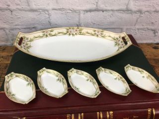 Antique Nippon Hand Painted Bowls Gold Floral 6 Pc Nut/candy Set Delicate China