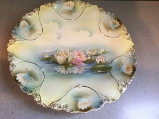 Antique Rs Prussia Gilded Porcelain Water Lily 9 "
