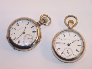 Vintage Elgin 18s Pocket Watches,  1879 7 Jewel Grade 9 & 1887 11 Jewel Grade 74