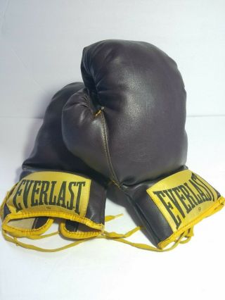Vintage Pair Leather Everlast Boxing Gloves 16 Oz Brown Antique Man Cave Bar