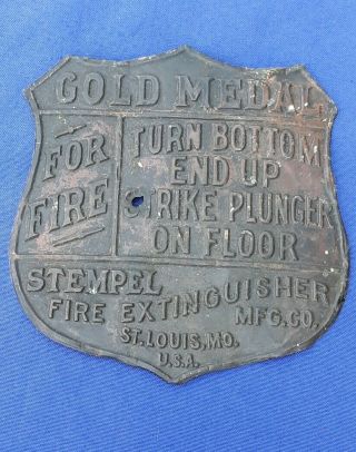 Vintage Early Copper Label Stempel Fire Extinguisher Mfg.  Co.