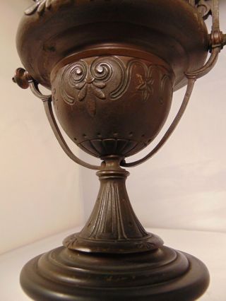 Antique French Victorian Gothic Bronze Marble Mantle Urn Vase Clock Garniture 4
