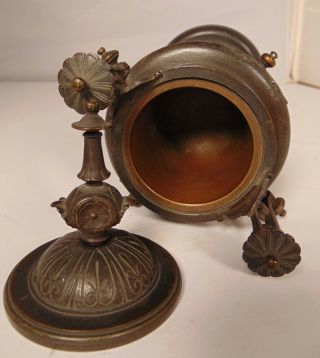 Antique French Victorian Gothic Bronze Marble Mantle Urn Vase Clock Garniture 5