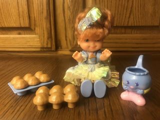 Vintage 1988 Cherry Merry Muffin Betty Berry Blueberry Blue Doll Apron Ladel Toy