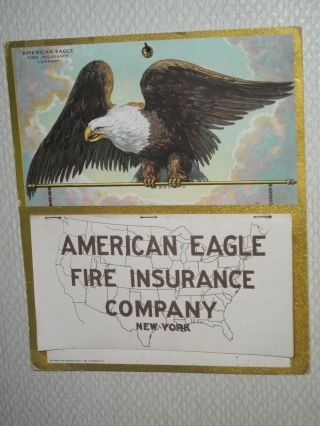 1919 Calendar American Eagle Fire Insurance Nos Wwi Complete N.  Y.  Chicago Litho