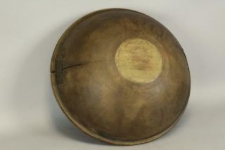 Extremely Rare Huge Sized 22 " 18th C Turned Wooden Bowl In Old Grungy Surface