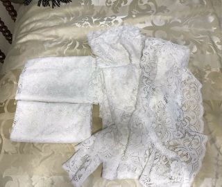 Vintage White Lace Swag Sheer Cafe Curtains Ruffles