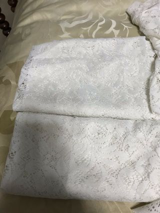 Vintage White Lace Swag Sheer Cafe Curtains Ruffles 2