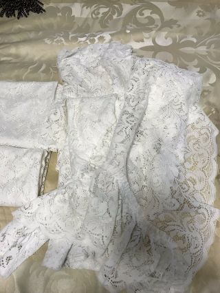 Vintage White Lace Swag Sheer Cafe Curtains Ruffles 5