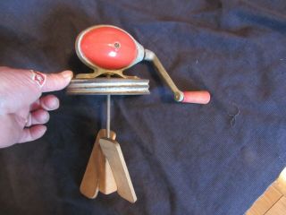 Antique 4 Daisy Churn Red Top Lid With Wood Paddles