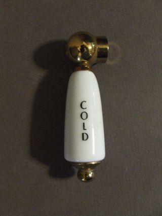 Vintage Cold Water Porcelain And Brass Bathroom Faucet Handle