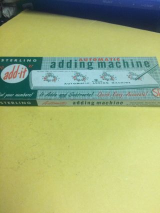 Vintage Sterling Add - It Automatic Adding Machine 565 With Pick And Box