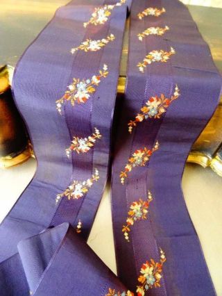 A Stunning 19th Century French Lyon Silk Floral Brocade Sash Ribbon (b)