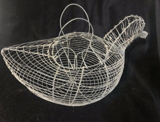 Large Vintage Primitive Duck Hen Wire Egg Basket Antique Handmade Adorable