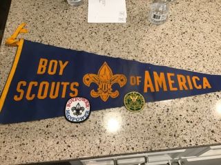 Vintage Boy Scouts Of America Felt Pennant & Badges
