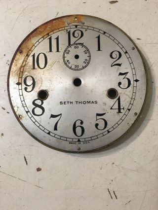 Antique Seth Thomas Lever Action Ships Clock Dial W/ Mounting Plate 2