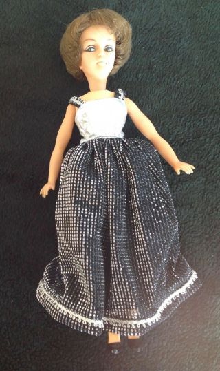 Vintage Tina Cassini Doll In Black/ Silver Dress,