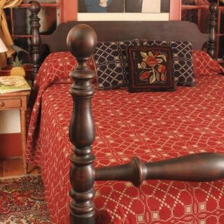Colonial Primitive Iron Cross Red/antique White Coverlet Bedding King 106 X 110