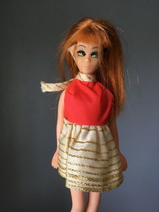 Vintage 1970 Topper Dawn Doll Glori Red Hair And Dress Made In Hong Kong