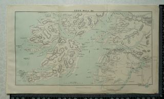 1892 Vintage Bartholomew Map Of Oban,  Mull,  Etc. ,  Scotland