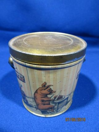 Antique Tin Pig Peanut Butter Can With Wire Handle
