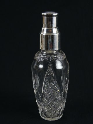 Art deco Wheel Cut Crystal & Silver plated Cocktail Shaker John Grinsell & Sons 2