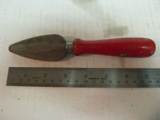 Antique Vintage Carborundum Red Wooden Handle Knife Sharpener Stone 7.  5 "