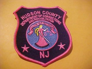 Hudson County Jersey D.  O.  C.  Pink Cancer Police Patch Shoulder Size