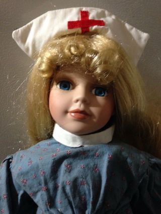 Vintage Porcelain Nurse Baby Doll 18 Inch