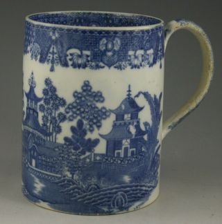 Antique Pottery Pearlware Blue Transfer Minton Fig Tree Chinoisere Mug 1815