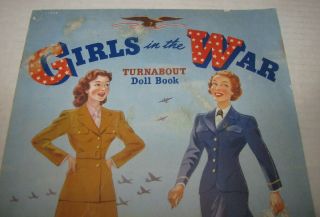 HTF VINTAGE UNCUT 1943 GIRLS IN THE WAR PAPER DOLLS BOOK 2