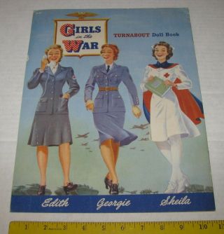 HTF VINTAGE UNCUT 1943 GIRLS IN THE WAR PAPER DOLLS BOOK 8