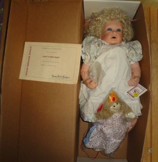 Julie Good Kruger 22 " Doll " Babys First Baby " Vinyl,  Blond Curls & Orchid Eyes