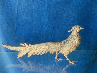 Antique Pewter Silver Metal Pheasant Quail Peacock Bird Statue Figurine 12”❤️m13