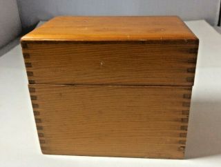 Vintage Antique Kitchen Counter Recipe Box Wood Dovetail Joints For Recipes