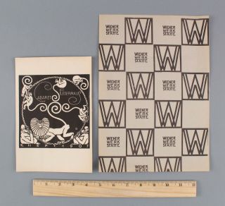 Antique Wiener Werkstatte Secessionist Wrapping Paper & Cabaret Handbill Prints