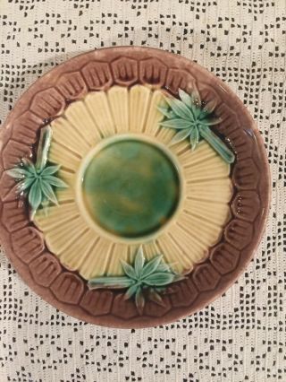 Antique Griffin Smith & Hill Majolica Underplate/saucer Bamboo Pattern
