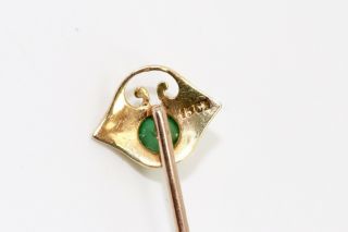 A Stunning Antique Edwardian Arts & Crafts 15ct Gold Emerald Cabochon Stickpin 4